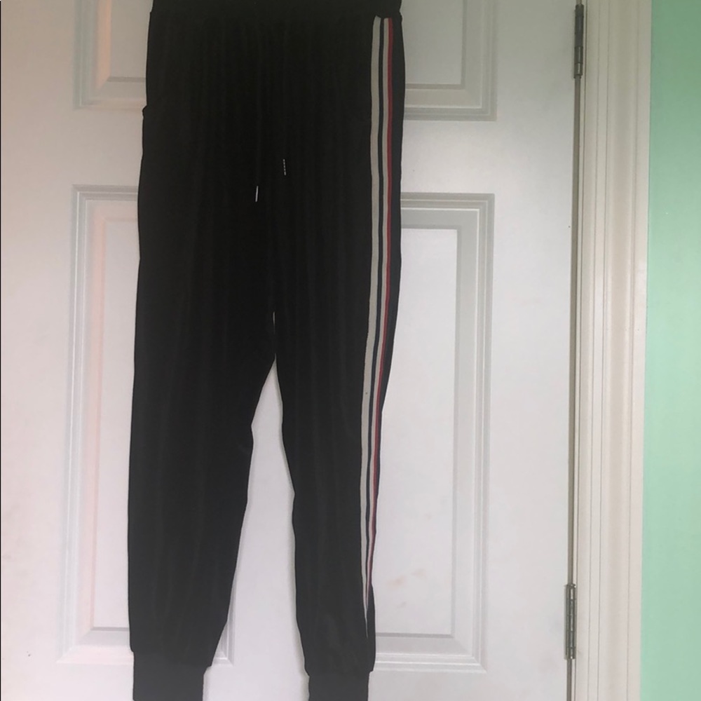 Black velvet joggers